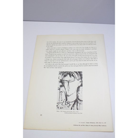 Modigliani Print Self Portrait Vintage 88892 - Picture 5 of 5
